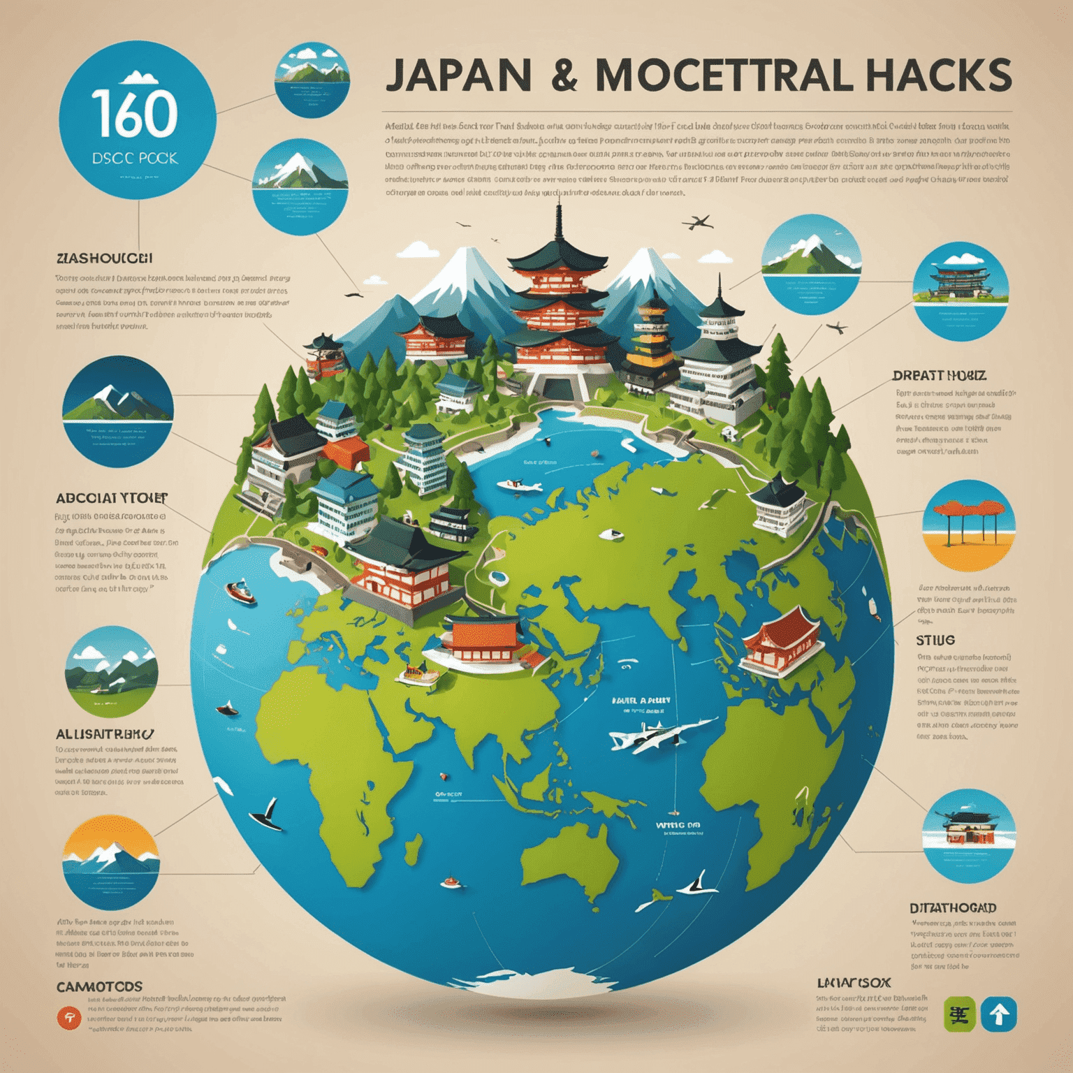 Infographic showcasing various money-saving travel hacks for Japan