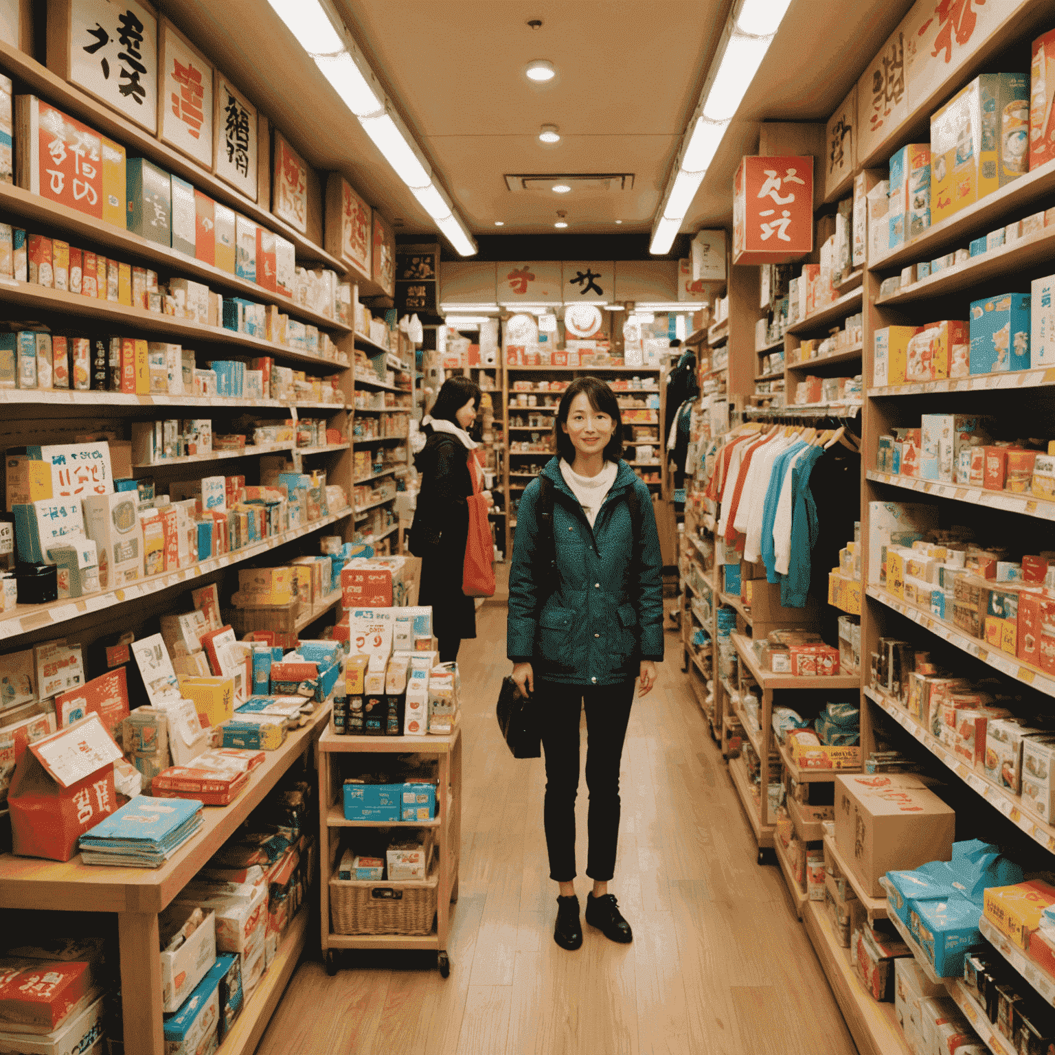 A colorful display of various items in a 100-yen shop, showcasing affordable shopping options in Japan